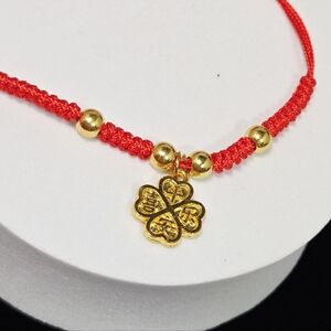Red String Clover Bracelet – Lucky Charm Fashion Gift Chinese Symbol New Year
